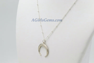 Sterling Silver Double Horn Necklace - A Girls Gems